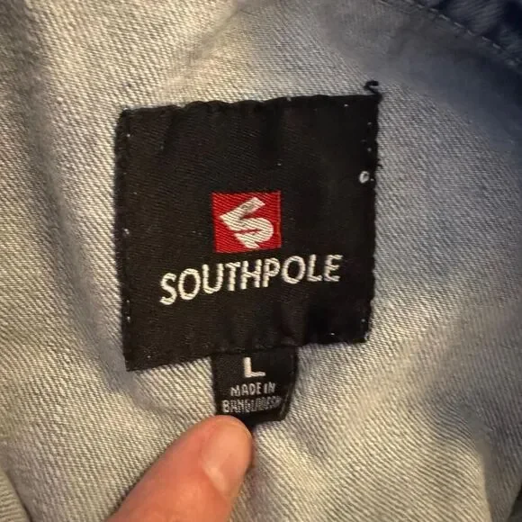 Southpole Men's Acid Wash Moto L Denim Jacket Retro Y2K Streetwear - Picture 3 of 4